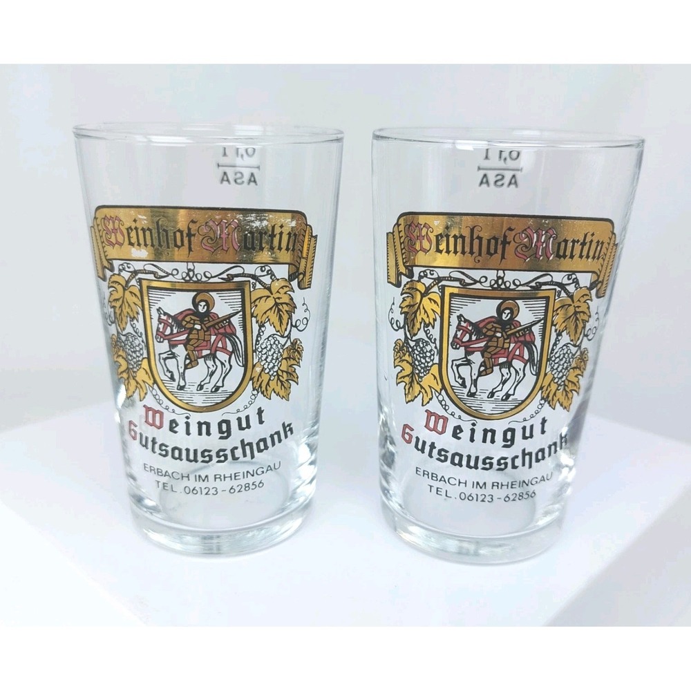 Vintage German Wine Tasting Glasses Beinhof Martin Erbach Germany 2"x3.5"
